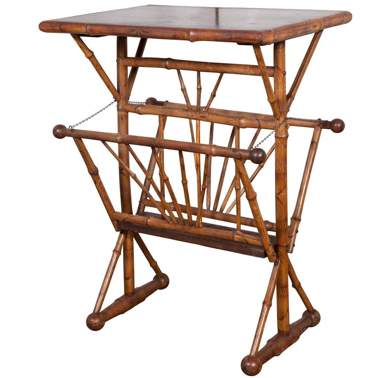 19th c. Bamboo Table/ Magazine rack at 1stdibs
