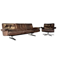 Dreisitziges Vintage De Sede DS 35-Sessel und drehbarer Sessel mit Loungesessel, 1960er Jahre