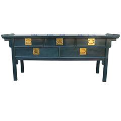 Table Console Pagode Century laquée avec quincaillerie en laiton