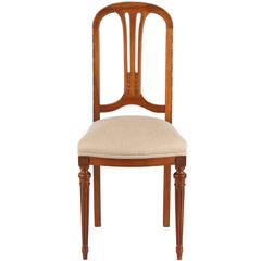 French Louis XVI Style Cherry Wood Side Chair, 1930s
