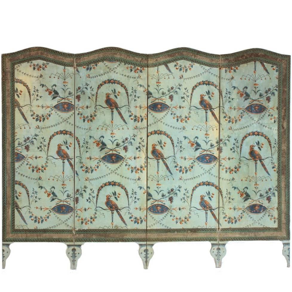 A French Neoclassical Four-Panel Wallpaper Screen