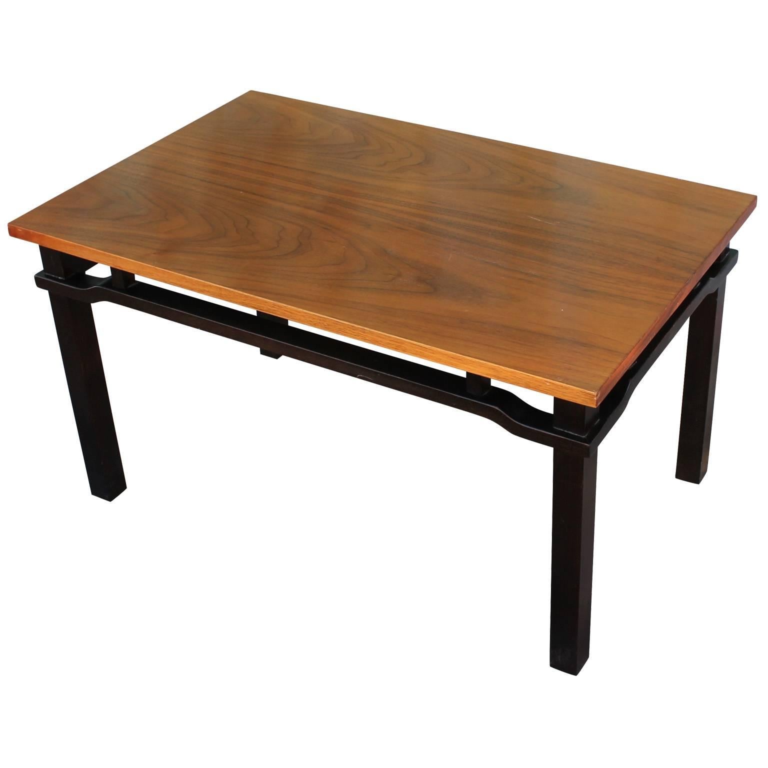 Elegant Mid Century Modern Two Tone Walnut Coffee Table