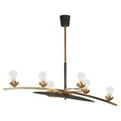 Long Arc Brass Chandelier, French, 1950s