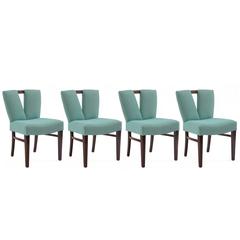 Paul Frankl for Johnson Mahogany and Upholstered Dining Chairs