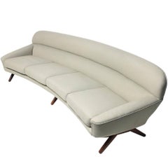 Large 1960s Danish Modern Curved Lounge Sofa Attributed to Illum Wikkelsø