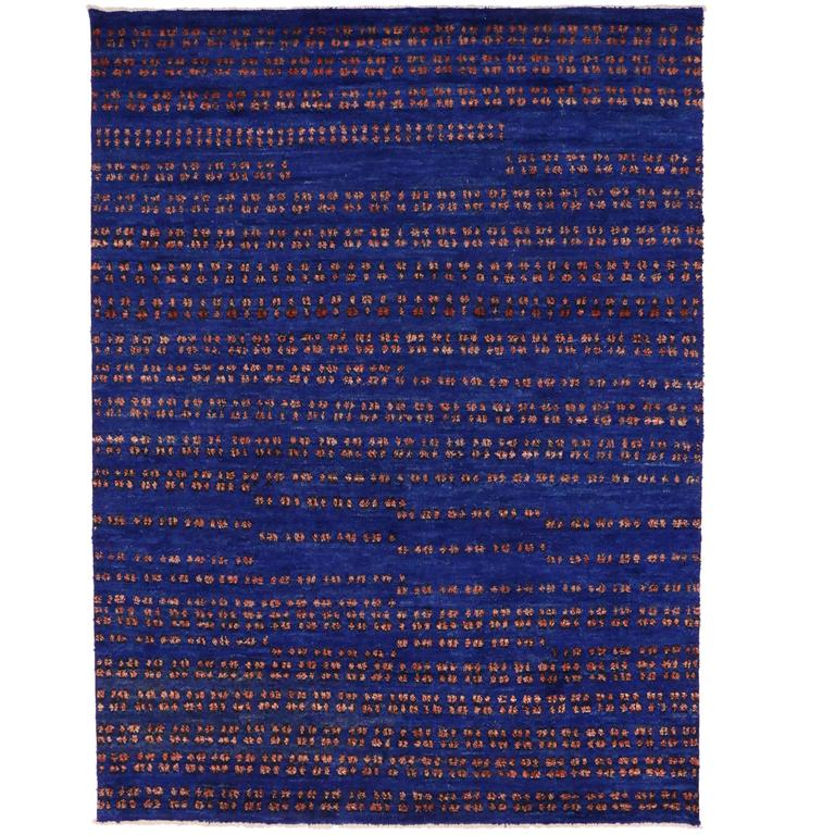 Contemporary Moroccan Style Area Rug in Cobalt Blue at 1stDibs