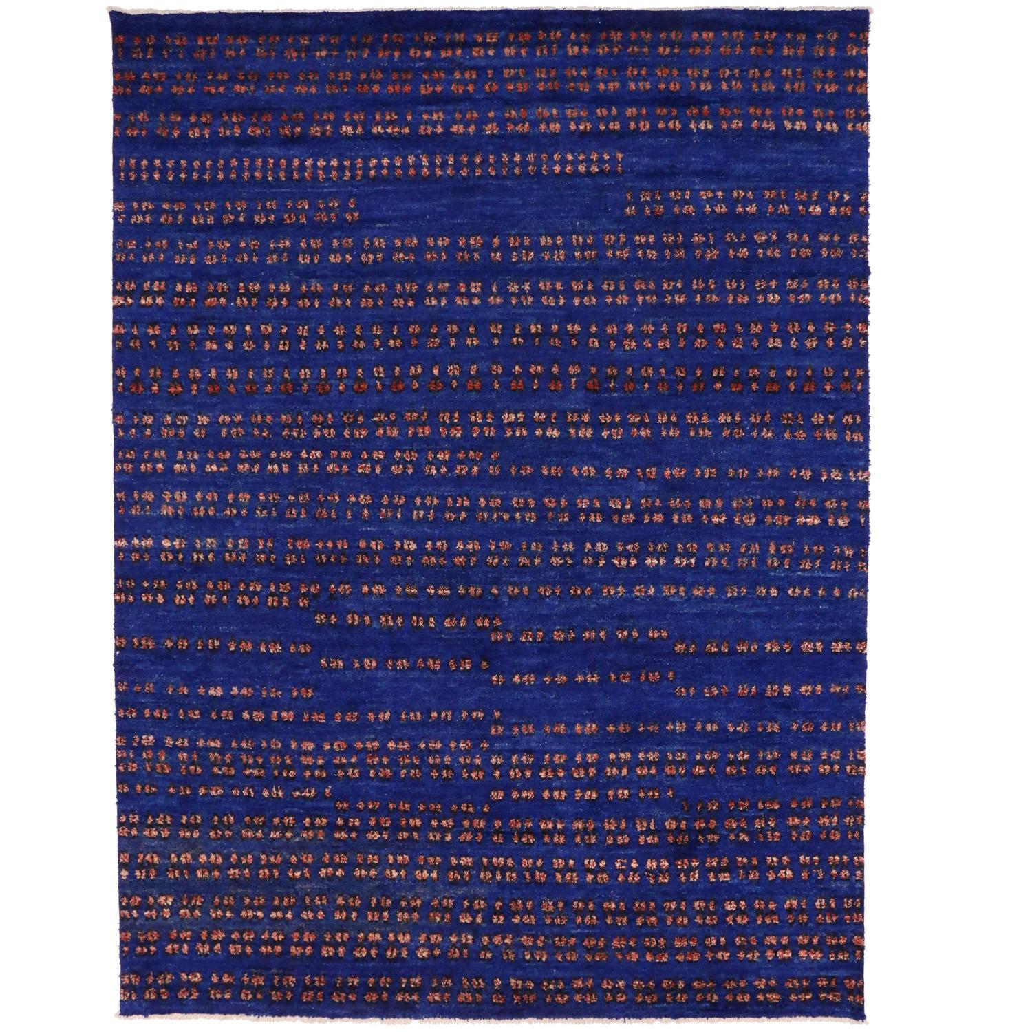 Contemporary Moroccan Style Area Rug in Cobalt Blue at 1stdibs