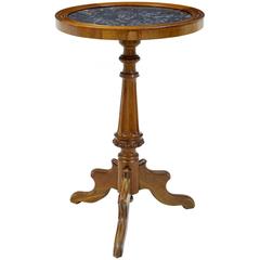 19th Century Continental Walnut Marble-Top Tripod Table