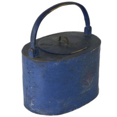 Blue Painted Birch Bark Food Box, from Central Sweden