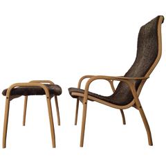 Yngve Ekström Lamino Chair and Ottoman for Swedese Mobler