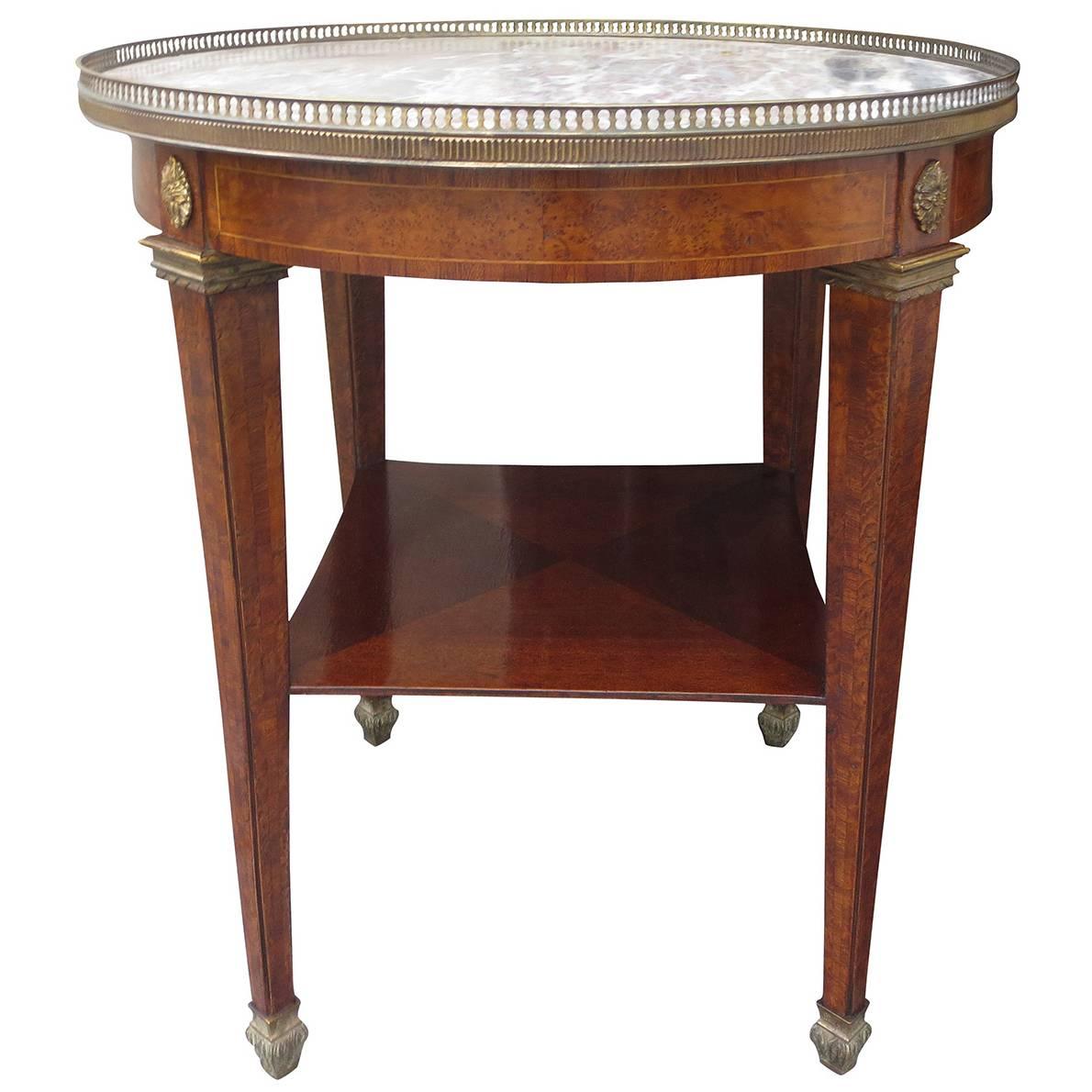 20thC Bronze Mounted Parquetry Burled Wood Round Table c.1900