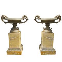 Pair of 19th Century Gilt Bronze and Siena Marble Tazzas