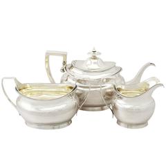 Sterling Silver Three Piece Tea Service with Matching Tea Pot Stand Antique 8