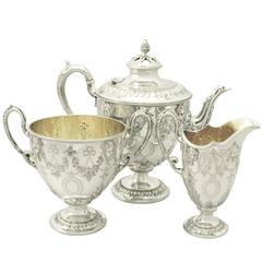 Antique Victorian Sterling Silver Three-Piece Tea Service