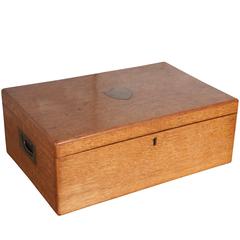 Large Oak Box with Brass Crest