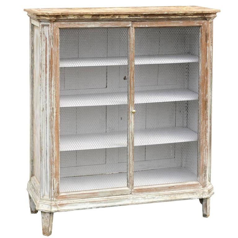 French Mid19th Century Painted with Chicken Wire Doors For