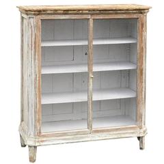 French Mid-19th Century Painted Cabinet with Chicken Wire Doors 8