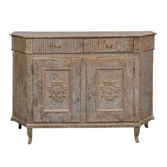 Antique Late 18th Century Neoclassical Painted Blue Grey Credenza, Venice