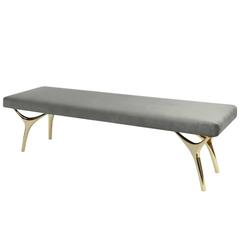 Crescent Collection Brass Bench