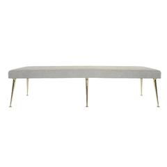 Gibby Collection Brass Bench in Grey Chenille