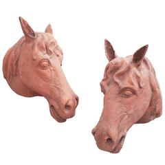 Pair of Continental Terracotta Wall Mounted Horses Heads c1850 12