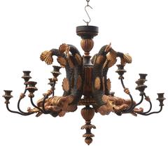 Austrian Carved Parcel-Gilt Dolphin Chandelier, circa 1920 9