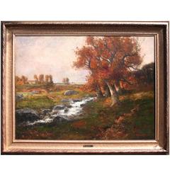 Antique 19th Century American Oil Painting of Impressionist Landscape by Max Weyl