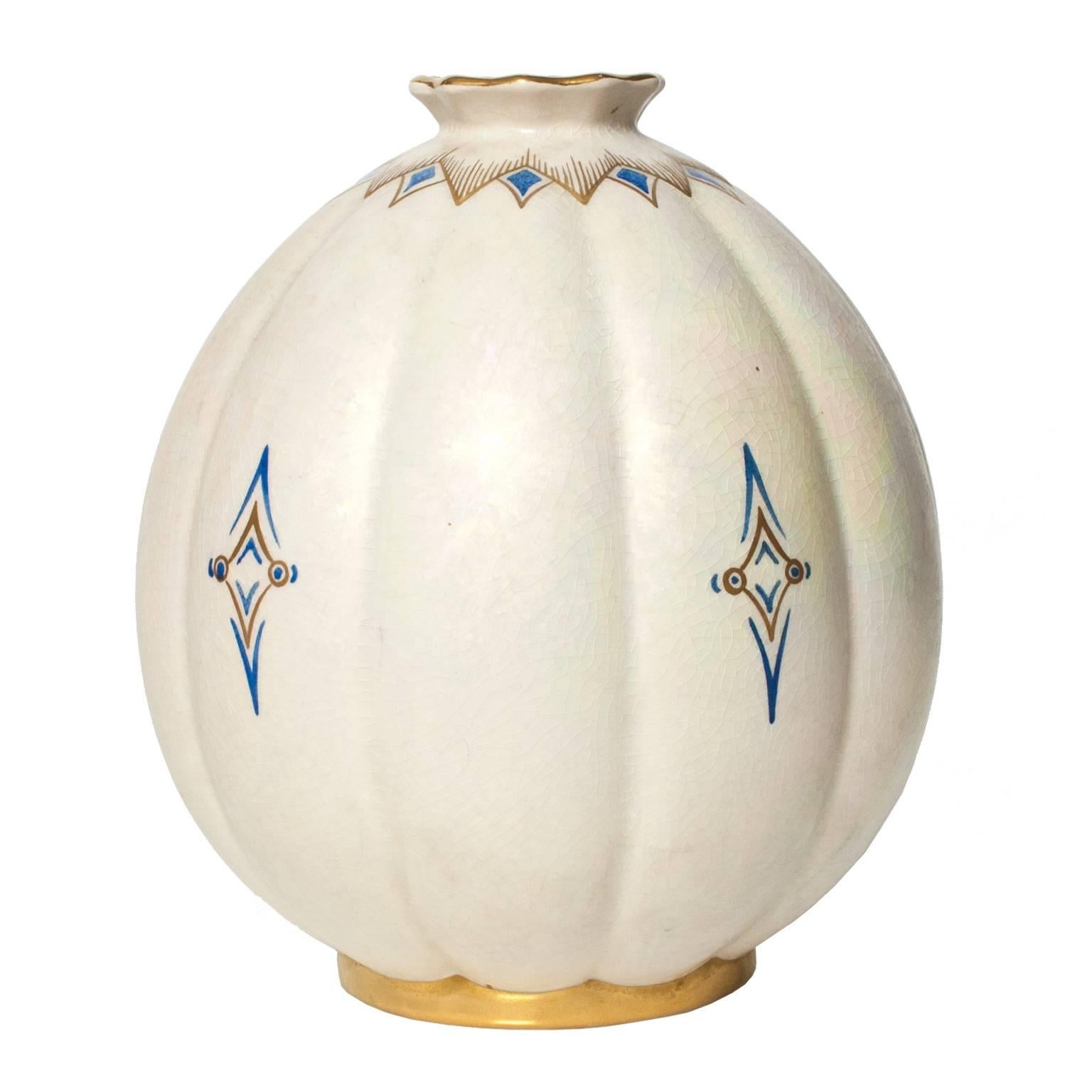 Vase lustre en céramique émaillée de style scandinave moderne, Josef Ekberg, Gustavsberg, 1936