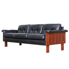 Norwegian Rosewood and Leather Sofa