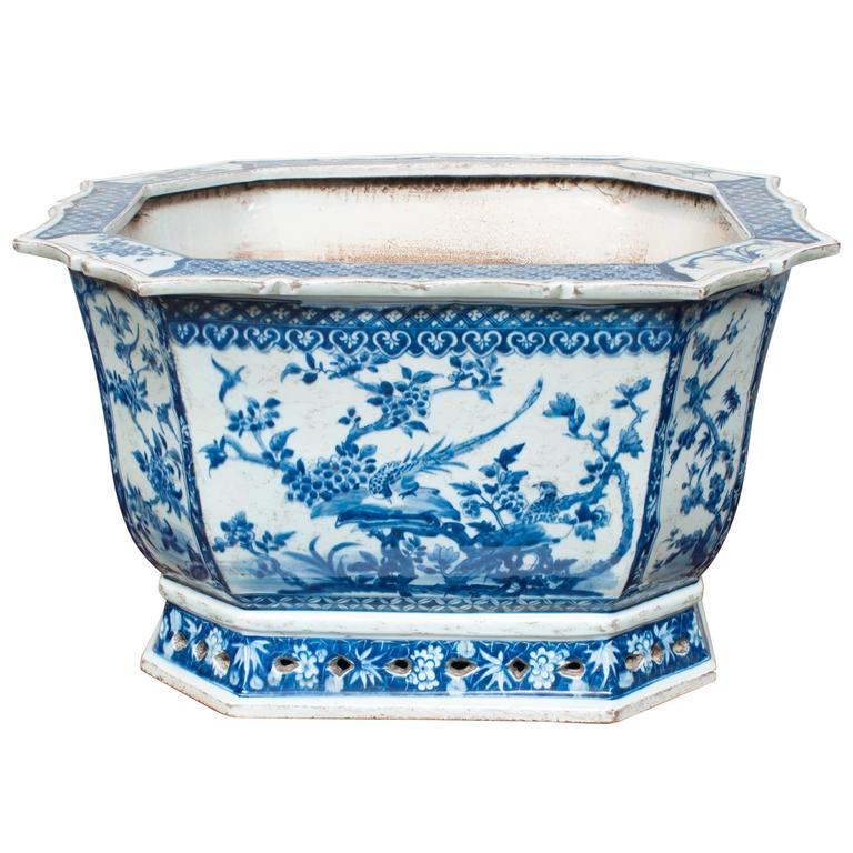 Magnificent Large Chinese Blue and White Porcelain Jardiniere at 1stdibs