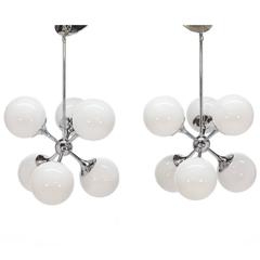 Pair of Lightolier Six-Globe Sputnik Lamps