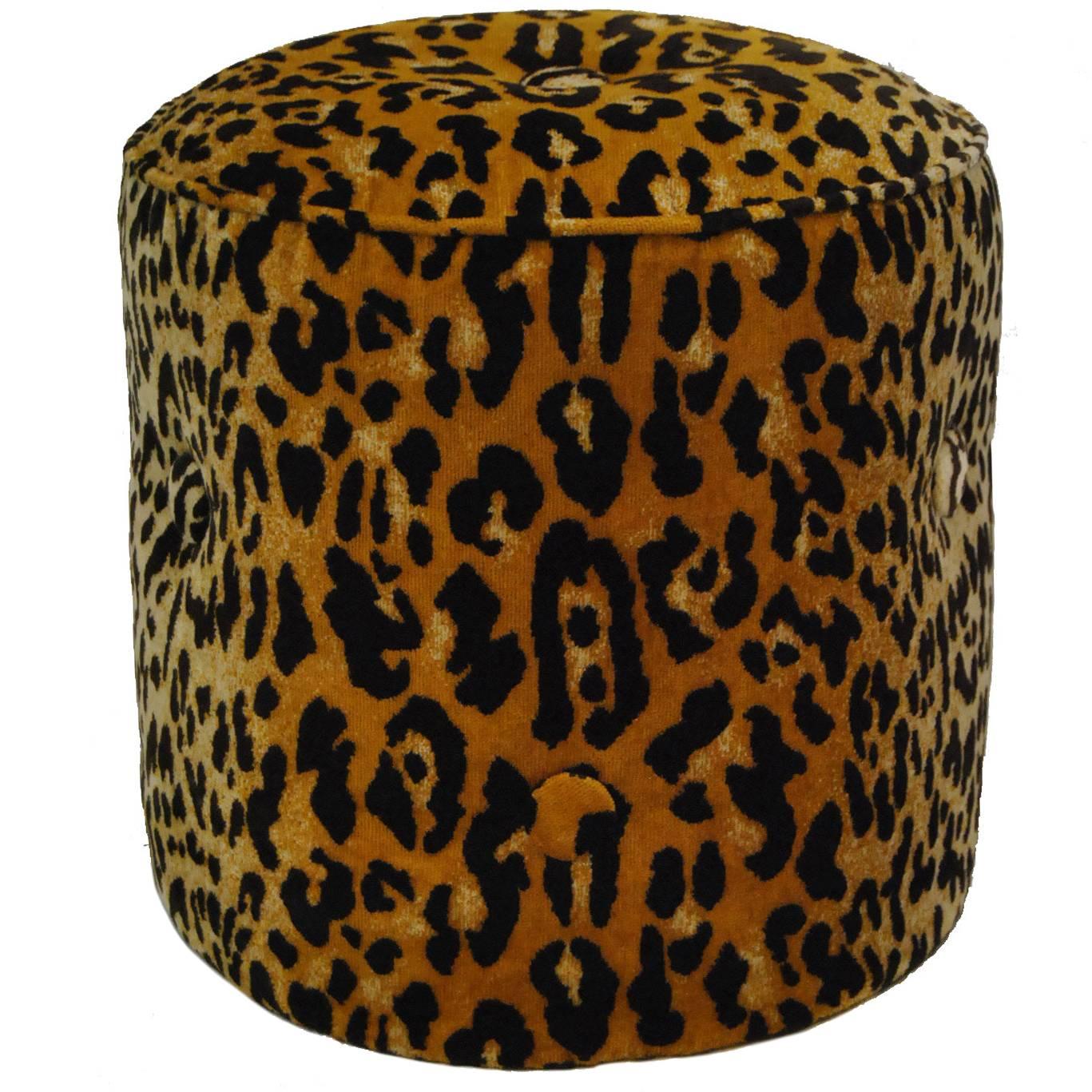 Elsie Tabouret Animal Print Ottoman or Stool by Tony Duquette for Baker No. 1697