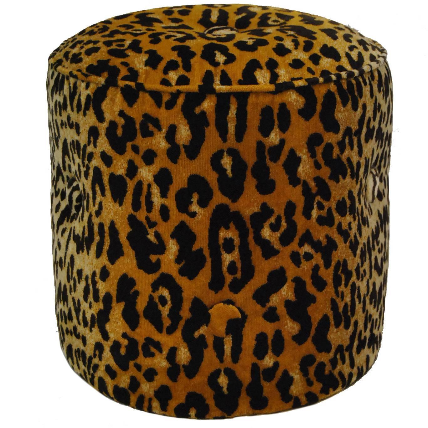 Elsie Tabouret Animal Print Ottoman or Stool by Tony Duquette for Baker