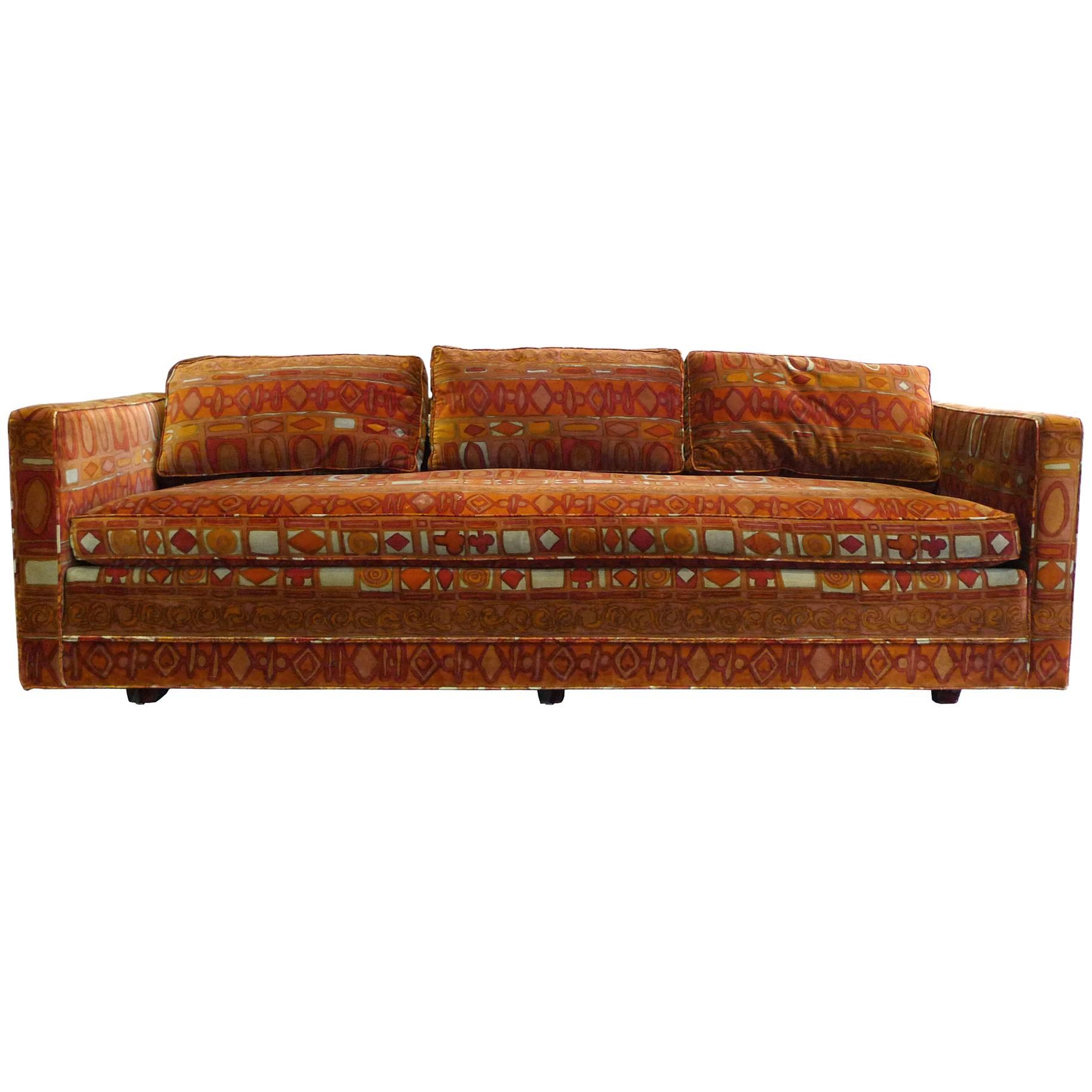 Midcentury Dunbar Attributed Sofa in Jack Lenor Larsen Fabric