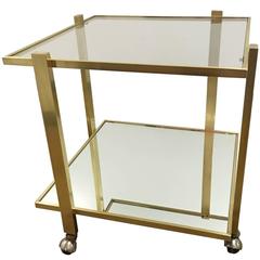 Italian Mid-Century Brass and Glass Square Table Italian Mid-Century Brass and Glass Square Table