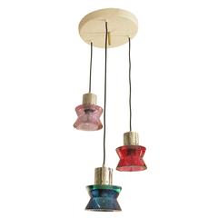 Three Pendant Murano Glass Fixture by Seguso, Italy, 1960s