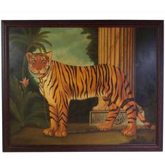 William Skilling Oil on Canvas Painting of a Tiger