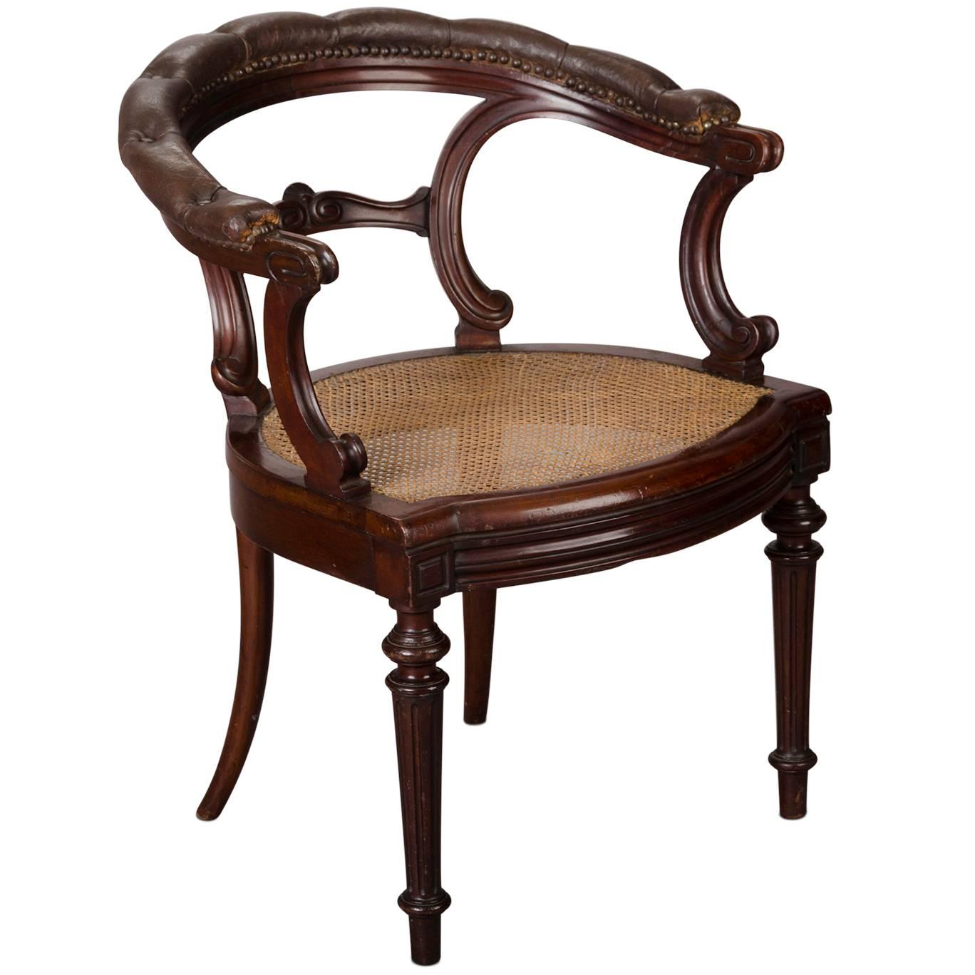19th Century Mahogany Desk Armchair For Sale