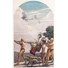 "Progress in Transportation," Exotic Art Deco Mural Study with Airplanes