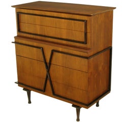 American of Martinsville Custom Walnut X-Front Tall Chest