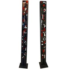 Floor Lamps Iron and Ceramic, circa 1980, signed "Ghilli" 3