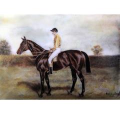 Antique Fred Archer on Ormonde Equestrian Miniature in Enamel