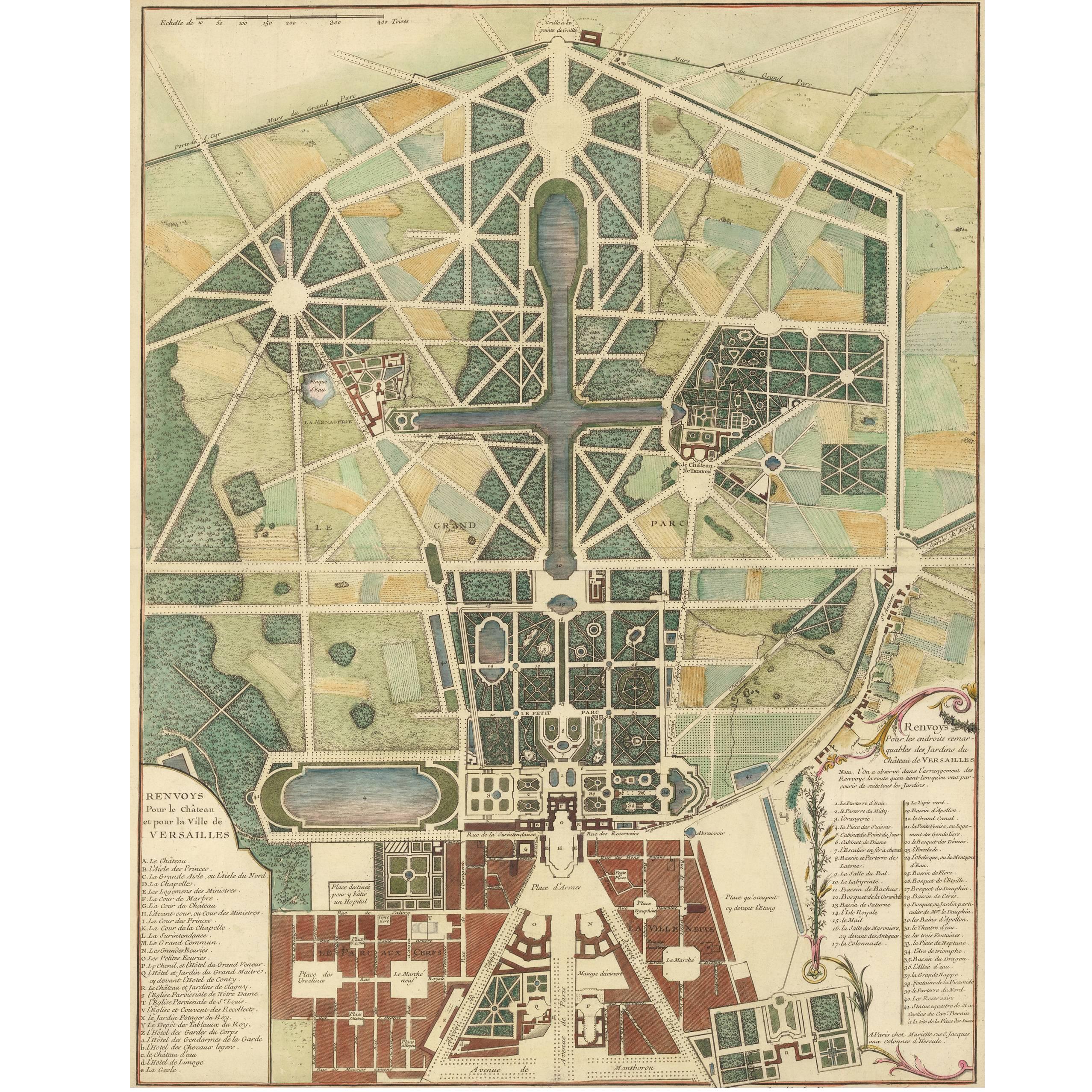 Engraving of Versailles and Gardens, 1738 For Sale