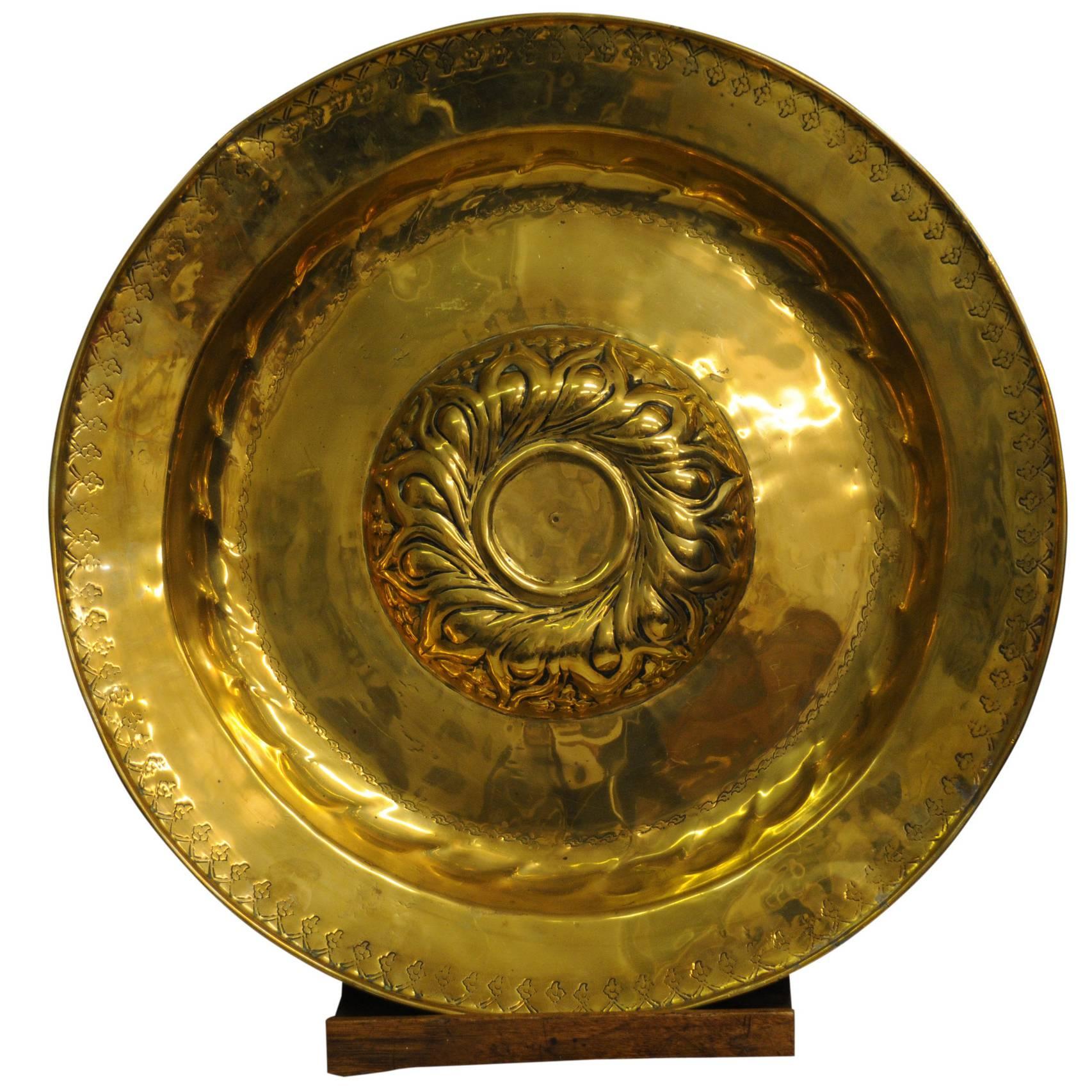 Nuremberg Brass Alms Dish, circa 1650 For Sale