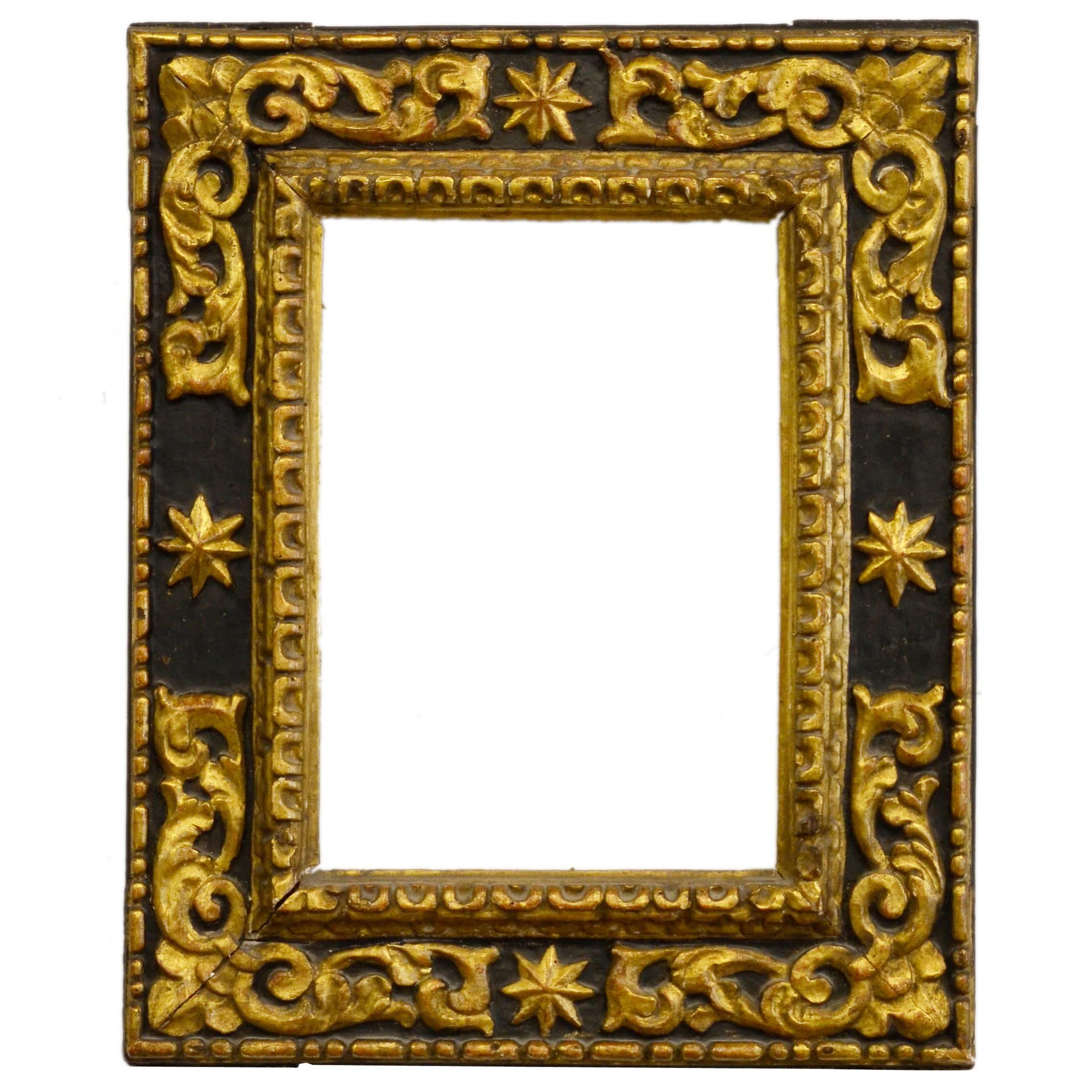 Spanish Giltwood Sacristy Frame with Later Mercury Mirror Plate Mid-17th Century For Sale