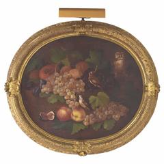 Antique American School, Mid-19 Century, Still Life with Fruit, circa 1850