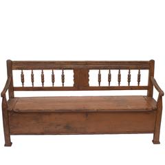 Antique Pine and Oak Box Bench