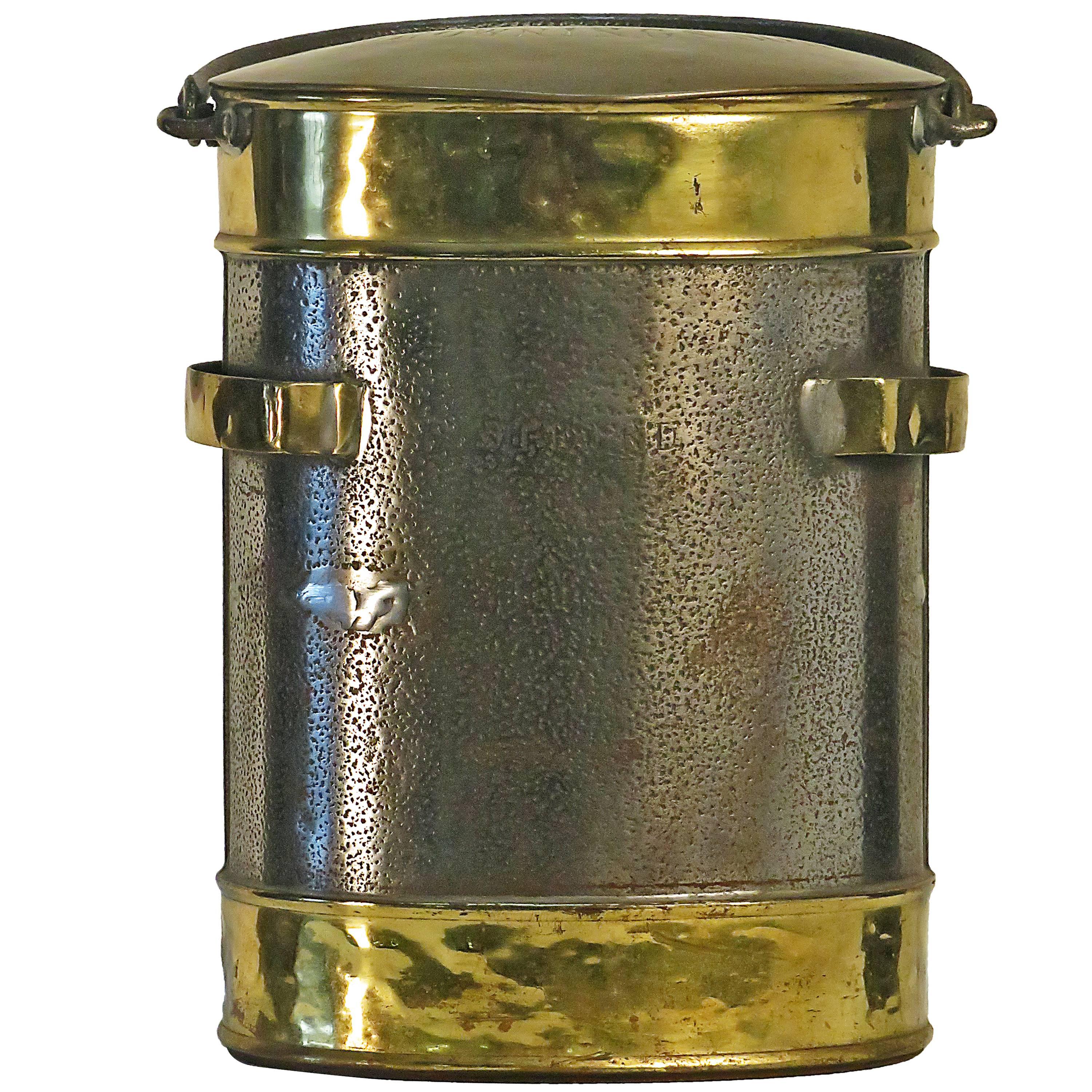 Large Steel and Brass Milk/Cream Pail, circa 1860, England