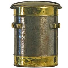 Antique Large Steel and Brass Milk/Cream Pail, circa 1860, England