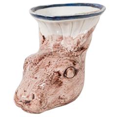 Antique Rabbit Head Creamware Stirrup Cup